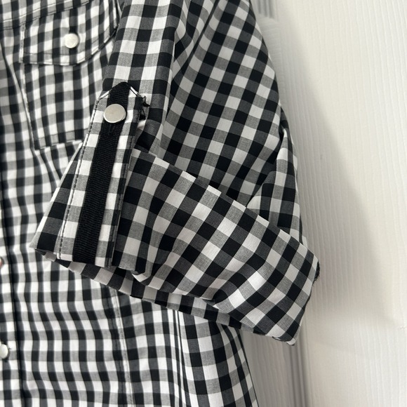 Christopher & Banks Shirt Women's Large Black Plaid Button Up Short Sleeve NWT - Picture 4 of 8